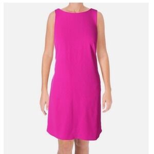 Lauren Ralph Lauren Magenta Pink Sleeveless Shift Dress Back Pleat Size 4